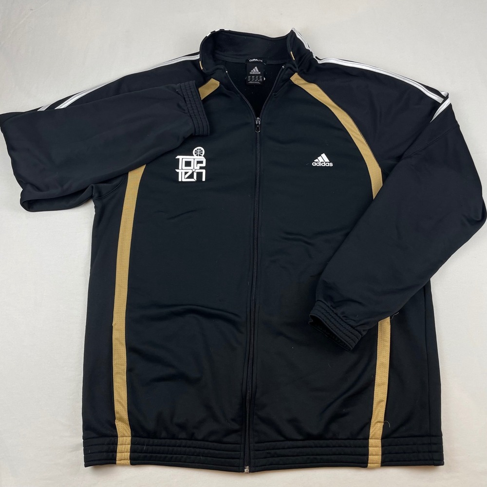 Adidas Climalite Top Ten Basketball Track Jacket Mens 2XL Black Gold Full Zip - Picture 5 of 11
